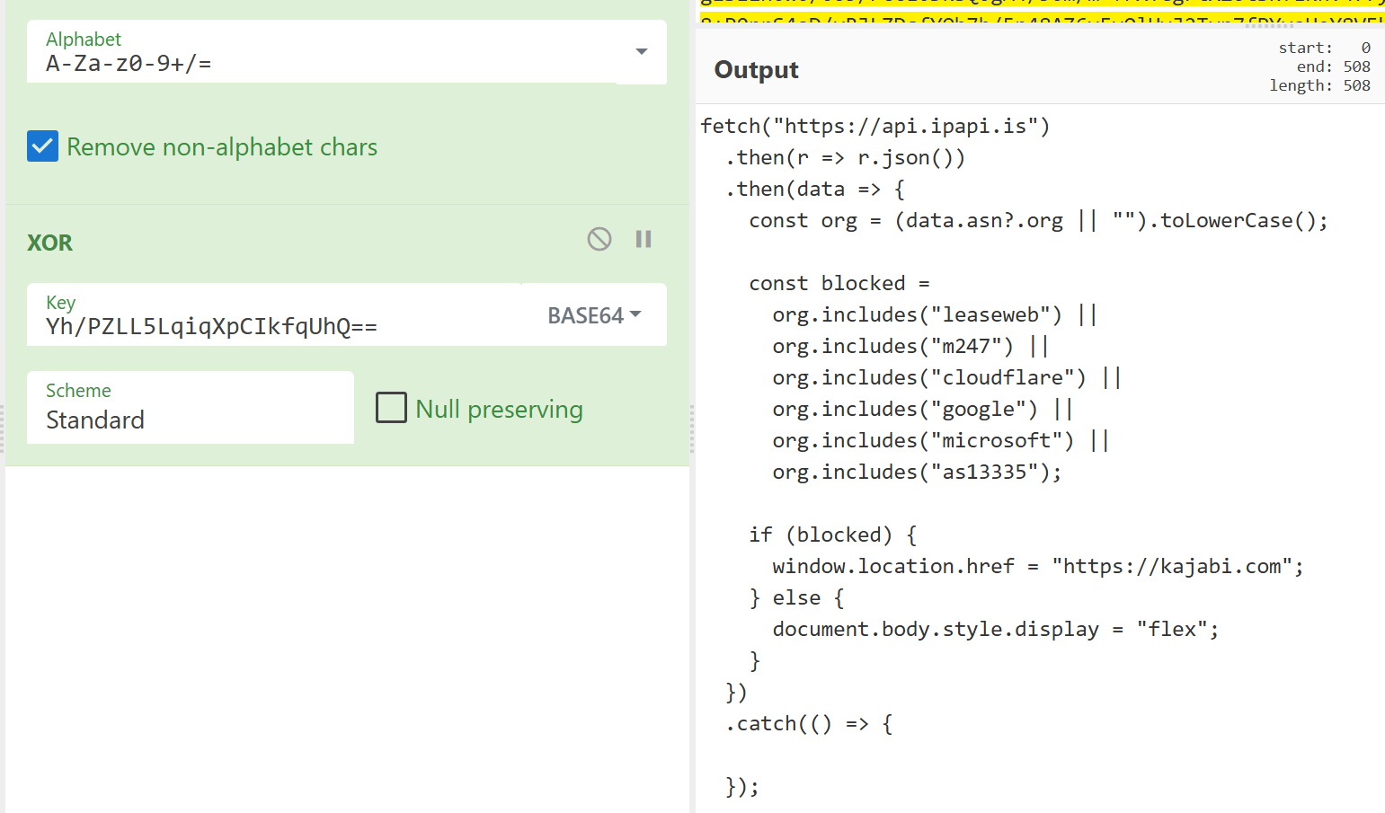 Figure 6 – Victim geolocation tracking in Gmail phishing page + cloud evasion with redirect to legitimate site