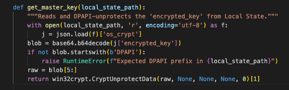 Figure 4 – get_master_key function that extracts and decrypts the master key