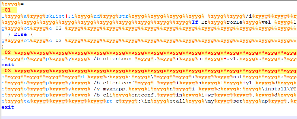 Figure 21 - Obfuscated myxmapp.bat Content