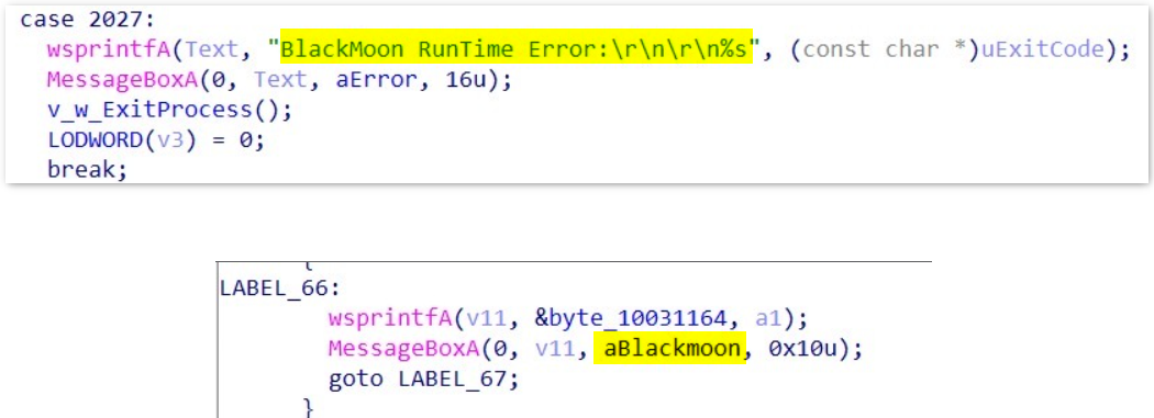 Figure 25 - BlackMoon Runtime Identifiers in game-float-core.dll