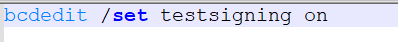 Figure 43 - Enabling Test Signing Mode via bcdedit