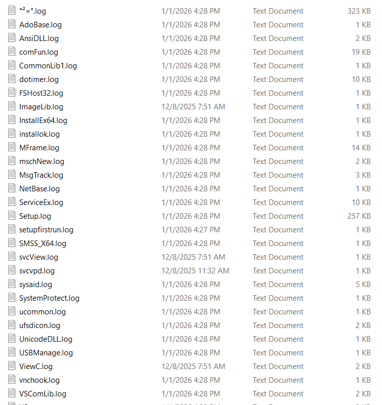Figure 49 - Extensive Log File Collection in C:\log Directory