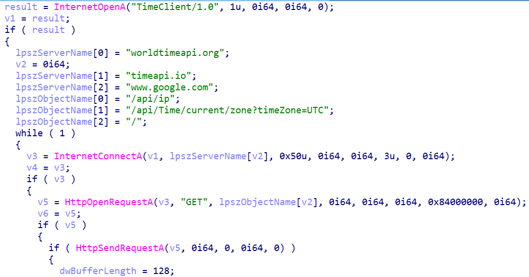 Figure 9 – Time Retrieval function with hardcoded Domain names