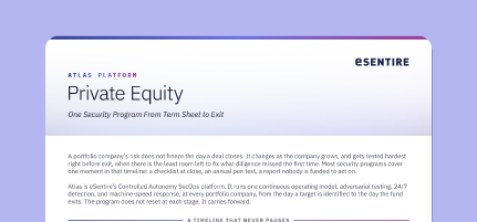 Cover of eSentire's Atlas Platform: Private Equity data sheet