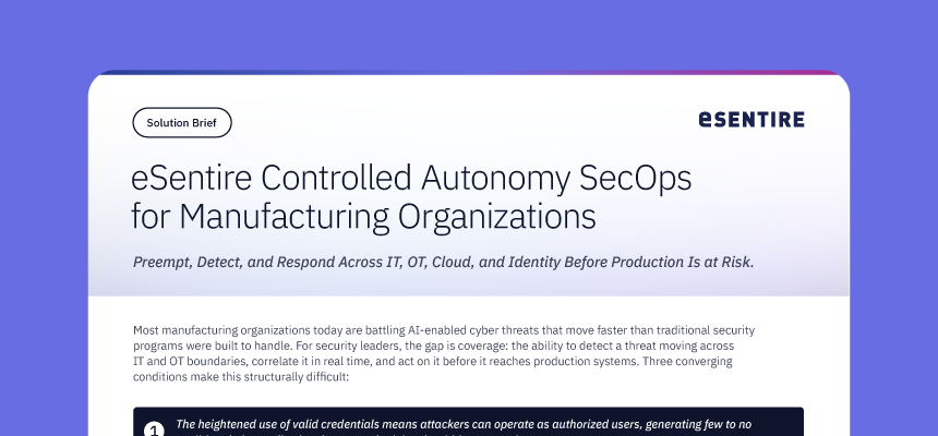 Preview of eSentire MDR for Manufacturing Solution Brief.