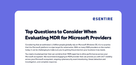 Cover of Questions to Consider When Evaluating an MDR for Microsoft Provider guide.
