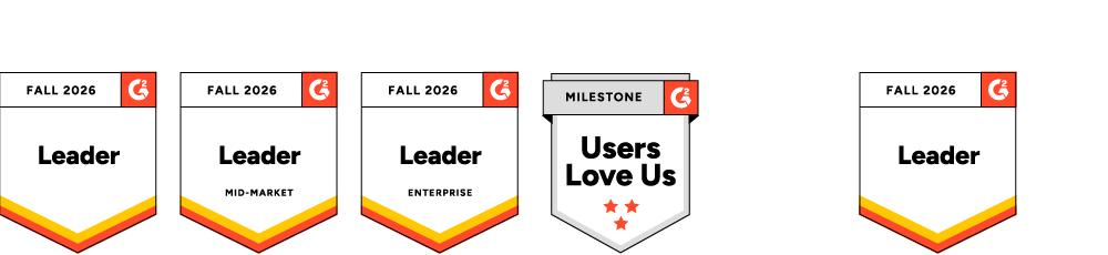 eSentire G2 Fall 2026 badges: Leader, Mid-Market Leader, Enterprise Leader, Users Love Us, and System Security Leader