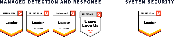 G2 Leader Desktop Badges in the MDR category showing that eSentire is recognized as one of the best SOC-as-a-Service providers.
