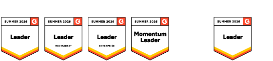 eSentire G2 Spring 2026 badges: Leader, Mid-Market Leader, Enterprise Leader, Users Love Us, and System Security Leader